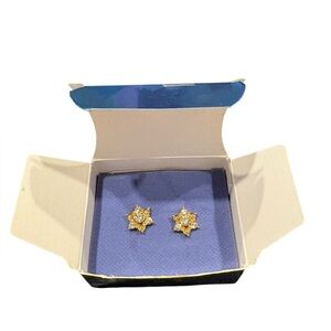Avon Gold Tone Starburst Rhinestone Stud Earrings Boxed Vintage 2004 J23